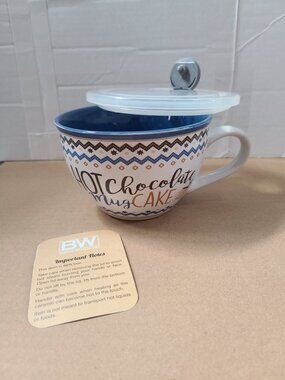 Pier 1 Mug Cake Cup Hot Chocolate Mug Large with Steamer Lid